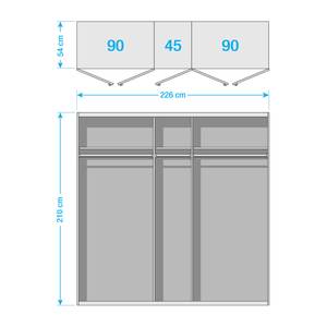 Armoire à portes battantes KiYDOO V Blanc brillant / Imitation chêne de Riviera - 226 x 210 cm