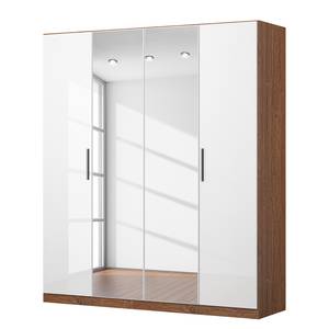 Drehtürenschrank KiYDOO I Hochglanz Weiß / Eiche Stirling Dekor - 181 x 197 cm