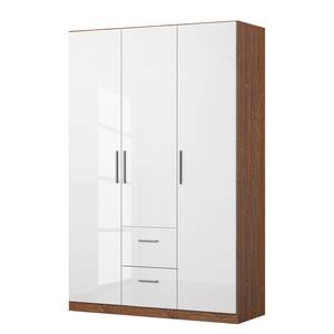 Drehtürenschrank KiYDOO II Hochglanz Weiß / Eiche Stirling Dekor - 136 x 210 cm