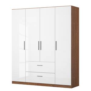 Drehtürenschrank KiYDOO II Hochglanz Weiß / Eiche Stirling Dekor - 181 x 197 cm