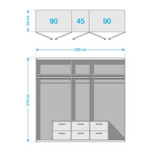 Drehtürenschrank KiYDOO II Weiß / Eiche Stirling Dekor - 226 x 210 cm