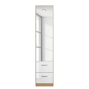 Drehtürenschrank KiYDOO III Hochglanz Weiß / Eiche Riviera Dekor - 47 x 210 cm