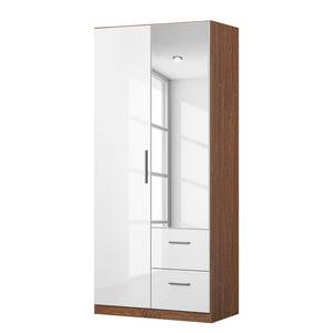 Drehtürenschrank KiYDOO III Hochglanz Weiß / Eiche Stirling Dekor - 91 x 210 cm