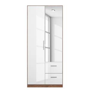 Drehtürenschrank KiYDOO III Hochglanz Weiß / Eiche Stirling Dekor - 91 x 210 cm