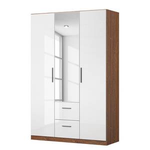 Drehtürenschrank KiYDOO III Hochglanz Weiß / Eiche Stirling Dekor - 136 x 197 cm