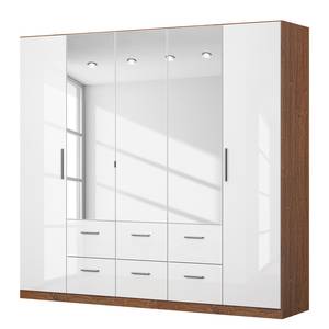 Drehtürenschrank KiYDOO III Hochglanz Weiß / Eiche Stirling Dekor - 226 x 197 cm