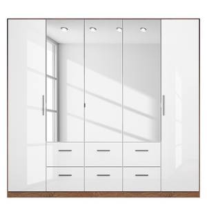 Drehtürenschrank KiYDOO III Hochglanz Weiß / Eiche Stirling Dekor - 226 x 197 cm