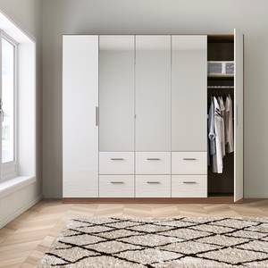 Drehtürenschrank KiYDOO III Hochglanz Weiß / Eiche Stirling Dekor - 226 x 197 cm