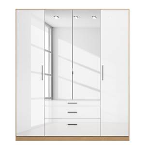 Drehtürenschrank KiYDOO IV Hochglanz Weiß / Eiche Riviera Dekor - 181 x 210 cm