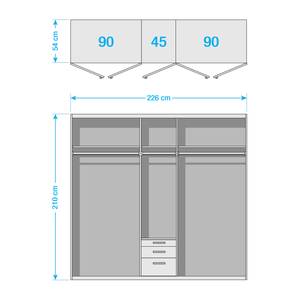 Drehtürenschrank KiYDOO IV Weiß / Eiche Riviera Dekor - 226 x 210 cm