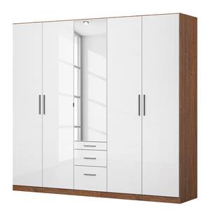 Armoire à portes battantes KiYDOO IV Blanc brillant / Imitation chêne de Stirling - 226 x 197 cm