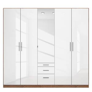 Armoire à portes battantes KiYDOO IV Blanc brillant / Imitation chêne de Stirling - 226 x 197 cm