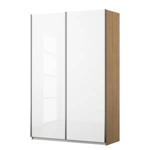 Armoire à portes coulissantes KiYDOO I Blanc brillant / Imitation chêne de Riviera - 136 x 197 cm