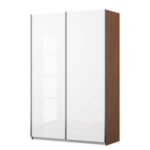 Schwebetürenschrank KiYDOO I Hochglanz Weiß / Eiche Stirling Dekor - 136 x 197 cm