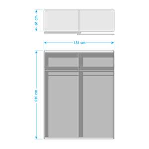 Armoire à portes coulissantes KiYDOO I Blanc / Imitation chêne de Stirling - 181 x 197 cm