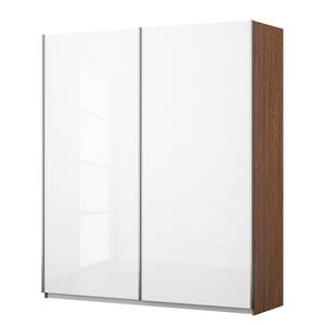 Armoire à portes coulissantes KiYDOO I Blanc brillant / Imitation chêne de Stirling - 181 x 197 cm