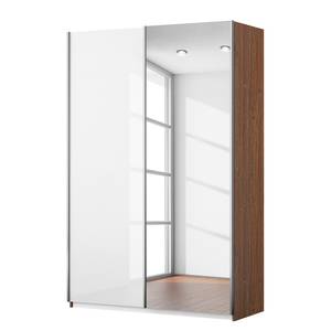 Schwebetürenschrank KiYDOO II Hochglanz Weiß / Eiche Stirling Dekor - 136 x 197 cm