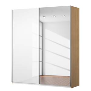 Armoire à portes coulissantes KiYDOO II Blanc brillant / Imitation chêne de Riviera - 181 x 210 cm