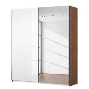 Schwebetürenschrank KiYDOO II Hochglanz Weiß / Eiche Stirling Dekor - 181 x 210 cm