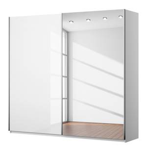 Schwebetürenschrank KiYDOO II Hochglanz Weiß / Alpinweiß - 226 x 197 cm - Chrom