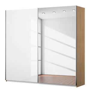 Schwebetürenschrank KiYDOO II Hochglanz Weiß / Eiche Riviera Dekor - 226 x 210 cm