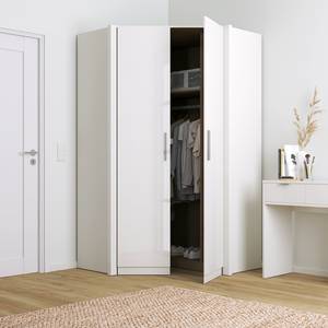 Armoire d’angle KiYDOO I Blanc brillant / Blanc alpin - Hauteur : 210 cm