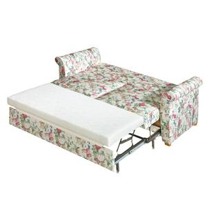 Canapé convertible Bernadett Tissu beige - Motif floral - 130 x 210 cm - Largeur : 168 cm