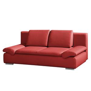 Divano letto Norris vera pelle, rosso