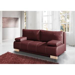 Schlafsofa Novato Echtleder Bordeaux