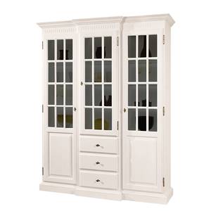 Armoire vitrine La Carlotta I Pin massif - Crème - Sans éclairage