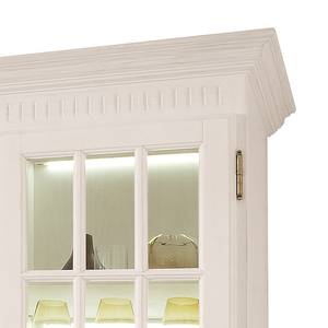 Armoire vitrine La Carlotta II Pin massif - Crème - Avec éclairage