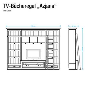 Libreria porta-TV Azjana I Legno massello di pino Avorio - Beige chiaro - Con scala