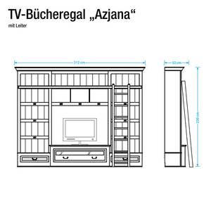 Libreria porta-TV Azjana I Pino parz. massello - Nero - Con scala