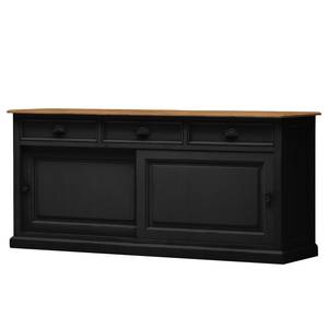 Sideboard Sollerön I Pinie massiv - Schwarz / Pinie Honig