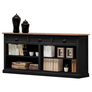 Sideboard Sollerön II Pinie massiv - Schwarz / Pinie Honig