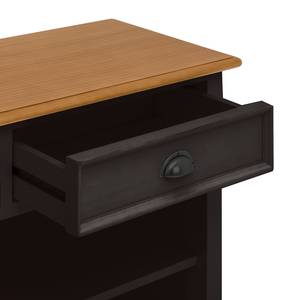 Sideboard Sollerön II Pinie massiv - Schwarz / Pinie Honig