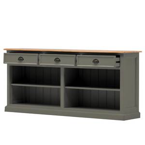 Sideboard Sollerön II Pinie massiv - Granit / Pinie Honig / Schwarz