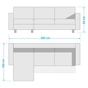 Divano angolare Navona Con funzione letto. Similpelle bianca/Tessuto strutturato grigia Longchair preimpostata a sinistra