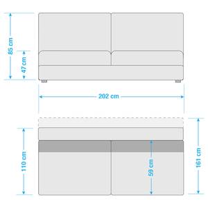 Boxspring-slaapbank Dingo geweven stof - Geweven stof Luda: Grijs