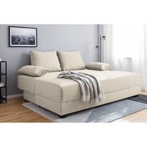 Boxspring-Schlafsofa Dingo Webstoff Luda: Creme