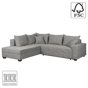 Canapé d'angle Inywa Avec fonction couchage - Tissu structuré - Gris - Méridienne montable à gauche ou à droite