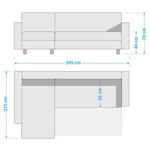 Canapé d'angle Inywa Avec fonction couchage - Tissu structuré - Gris - Méridienne montable à gauche ou à droite