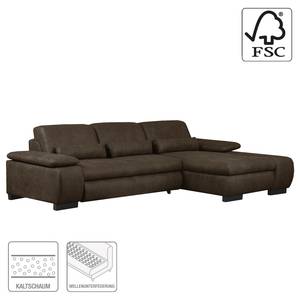 Ecksofa Infinity (mit Schlaffunktion) Antiklederlook - Espresso - Longchair davorstehend rechts