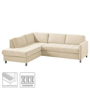 Ecksofa Tanete Webstoff Webstoff - Creme - Ottomane davorstehend links - Ohne Schlaffunktion