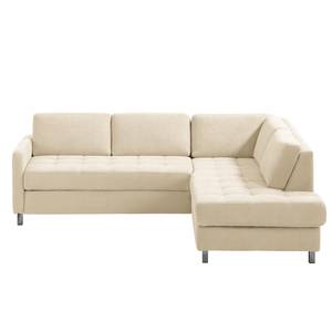 Ecksofa Tanete Webstoff Webstoff - Creme - Ottomane davorstehend rechts - Ohne Schlaffunktion