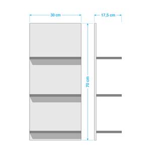 Wandregal Granby Mit drei Ablagen - Weiss/Eiche-Grau Dekor