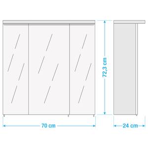 Spiegelschrank Milan (inkl. Beleuchtung) Eiche Panama Dekor - Breite: 70 cm