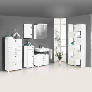 Armoire midi Genf Blanc brillant / Blanc - Largeur : 33 cm