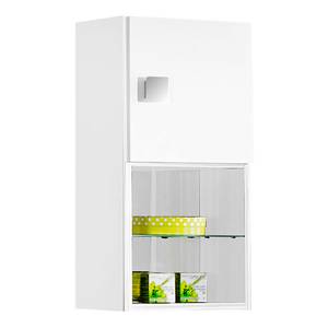 Armoire suspendue Genf Blanc brillant / Blanc - 1 porte et 2 étagères - 1 porte