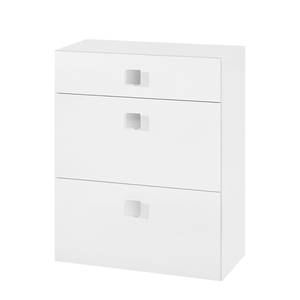 Armoire basse Genf Blanc brillant / Blanc - Equipé de 3 tiroirs